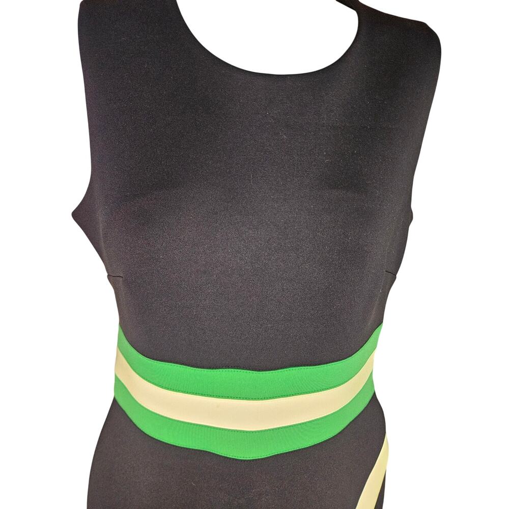 Tommy Hilfiger Navy Shift Dress Sz 2 Zip Back Green/White Striped Sleeveless - Picture 3 of 9